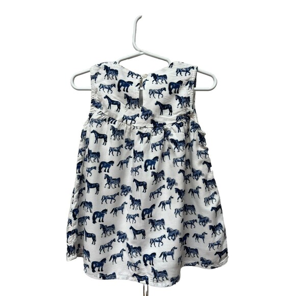 Sweet Magnolia Girls Sz 3T Blue White Horse Sleeveless A-line Dress Western - Picture 4 of 4